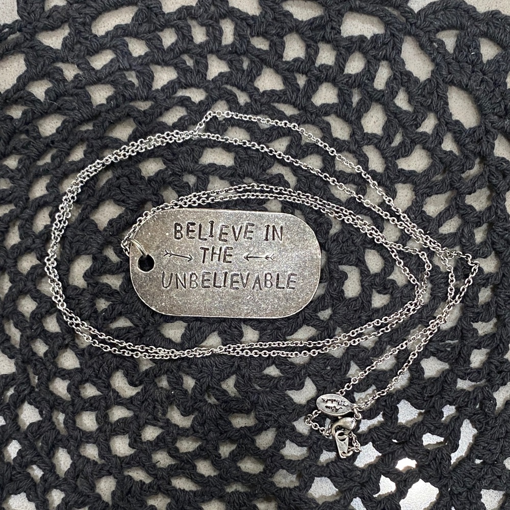 NEW double sided silver alisa michelle long necklace